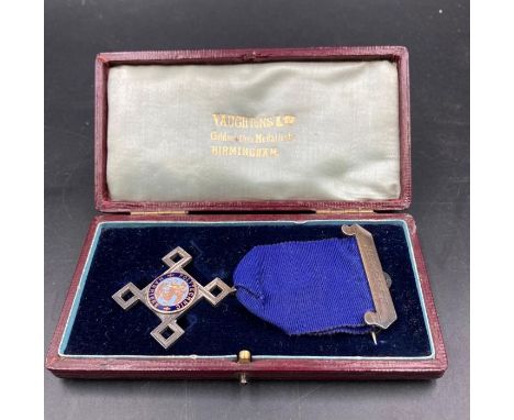A Polytechnic Harriers 1914 Referee silver and enamel medal, cased.