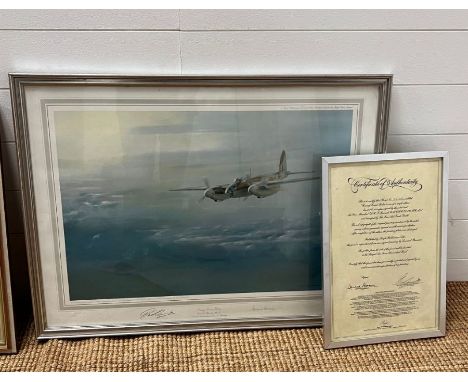 A signed print "Enemy Coast Below" Leonard Pearman and Air Vice-Marshall Bennett 54/500