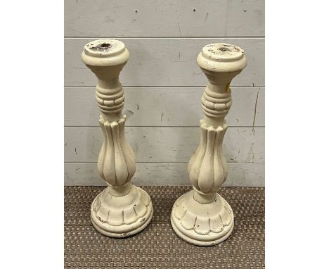 A pair of painted candlestick holders (H51cm)