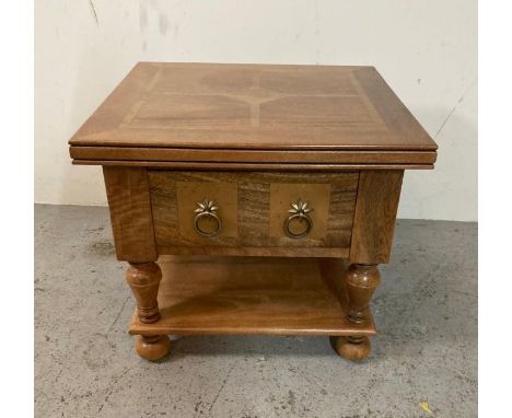 A light oak single drawer side table 