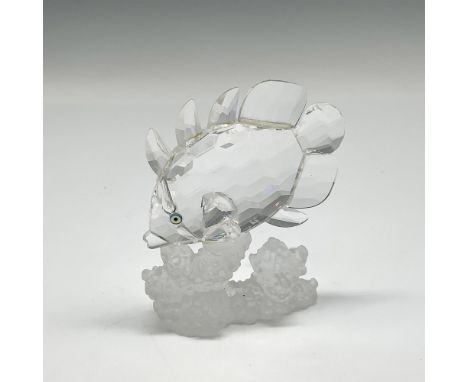 Part of the South Sea theme group. This figural is facetted crystal swimming past frosted crystal coral. Swarovski backstamp.
