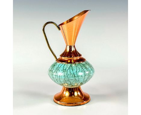 Turquoise toned with lustre finish &amp; branch patterning. Gold toned handle.Copper toned spout &amp; base. Hand Painted Del