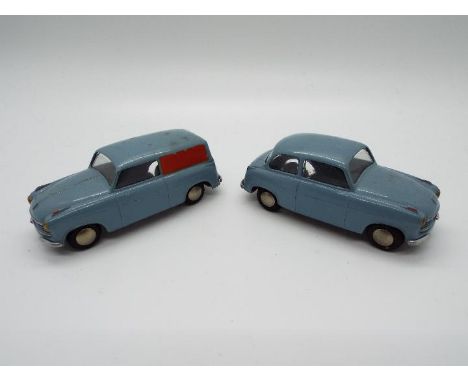 Tekno - Two unusual and sought after diecast model cars by Tekno. Lot contains Tekno #816 Lloyd Saloon Car in light blue with