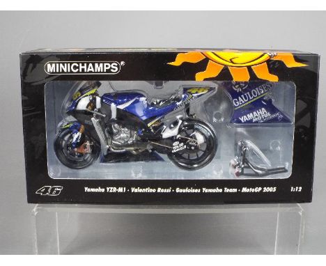 Minichamps Valentino Rossi Collection - a 1:12 scale diecast model Yamaha YZR-M1, Gauloises Yamaha Team, MotoGP 2005, appears