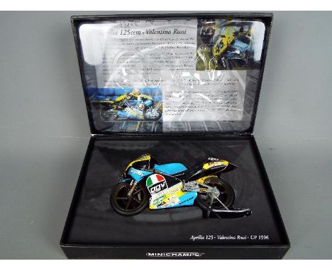 Minichamps Valentino Rossi - a 1:12 scale diecast model, Aprilia 125cc, GP 1996, mint in box with all internal packing pieces