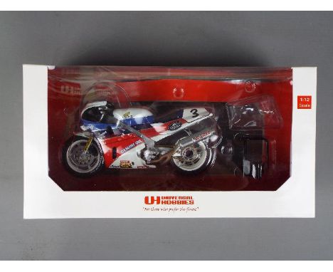 Universal Hobbies - a 1:12 scale diecast model Honda RC 30 as ridden by Joey Dunlop, Isle of Man TT F1 winner, appears mint i