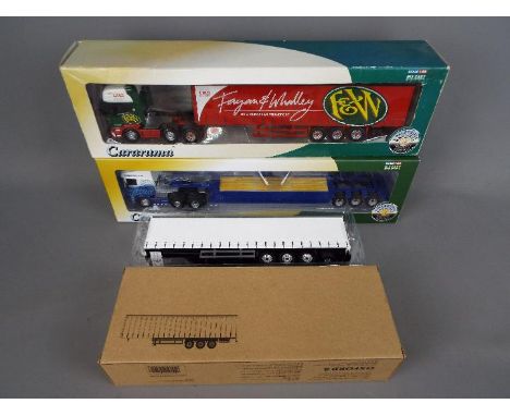 Cararama - Three boxed diecast 1:50 scale vehicles. Lot includes Scania Low Loader - Eddie Stobart; Scania - Fagan &amp; Whal