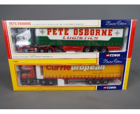 Corgi - A pair of Limited Edition 1:50 scale diecast trucks from Corgi. Lot includes CC12903 Scania Topline Curtainside - Cur