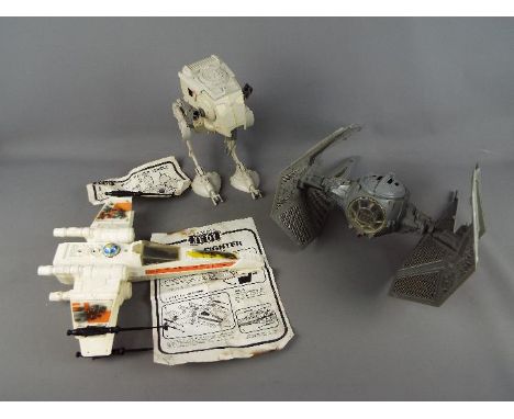 Star Wars - Three unboxed vintage Star Wars vehicles . Lot includes Return of the Jedi Scout Walker; ROTJ X-Wing Fighter; and