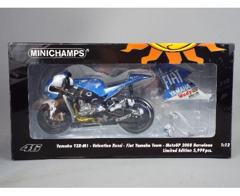 Minichamps Valentino Rossi Collection - a 1:12 scale diecast model Yamaha YZR-M1, Fiat Yamaha Team, MotoGP 2008, Barcelona, i