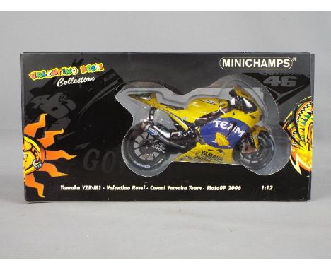 Minichamps Valentino Rossi Collection - a 1:12 scale diecast model Yamaha YZR-M1, Camel Yamaha Team, MotoGP 2006, appears min