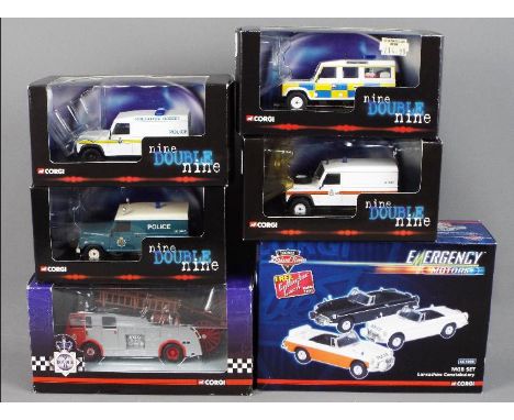Corgi nine Double nine and other Corgi - eight boxed emergency vehicles comprising CC 07710, 07712, 07715, 07716; also Dennis