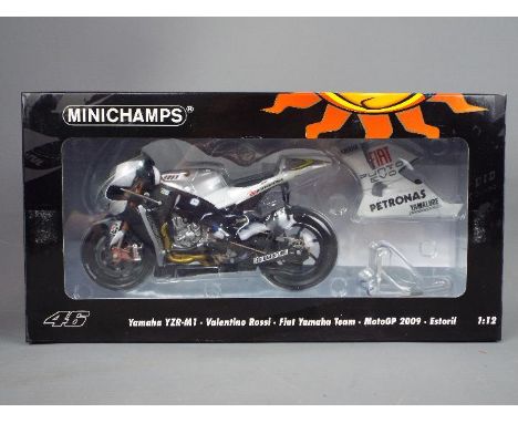 Minichamps Valentino Rossi Collection - a 1:12 scale diecast model Yamaha YZR-M1, Fiat Yamaha Team, MotoGP 2009 Estoril, appe