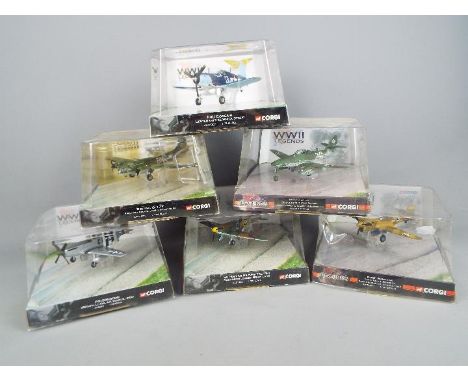 Corgi Aviation Archive - Six boxed diecast 1:72 scale military aircraft from the Corgi 'WWII Legends' series. Lot includes AA