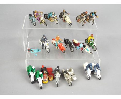 Britains, Matchbox, Spot-On - A gang of 20 unboxed diecast motorcycles the majority by Britains. Lot includes Britains Drag R