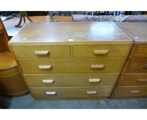 A light oak chest of drawers 