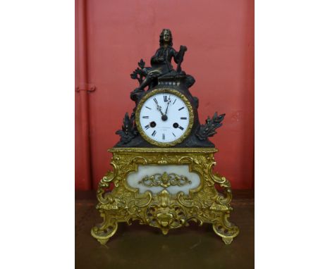 A 19th Century French ormolu mantel clock, dial signed F.L. Hausbury, Paris 