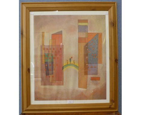 A Wassily Kandinsky print, 60cms x 50cms, framed 