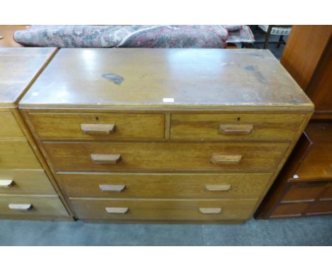A light oak chest of drawers 