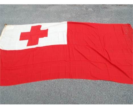 Wembley Stadium - an item of memorabilia from the 'End of an Era' sale 2000 - TONGA Flag measuring 3.66 m x _ m with AXA / QX