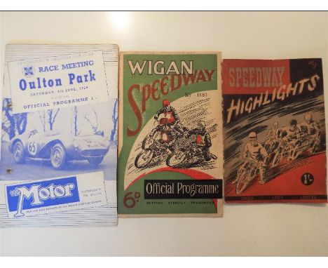 Speedway - Wigan Speedway programme, Poolstock Stadium ca 1940s with two loose leaf pages with images of Don Houghton, Percy 