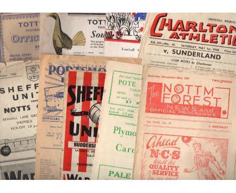 Football Programmes. 1940s football programmes to include Nottingham Forest v Barnsley 47/8, Plymouth v Cardiff 48/9, Sheffie