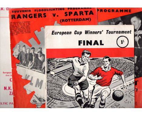 Scottish Football Programmes. 1962 Cup Winners Cup final played at Hampden park, Rangers v Sparta 59/60, Rangers v Frankfurt 