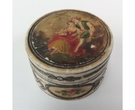 An antique ivory circular lidded patch box, circa 1890