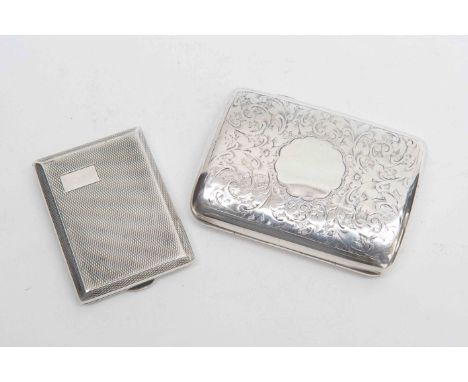 A late Victorian silver cigarette case, engraved to front and back, Chester 1899, plus a George V silver engine turned vesta 