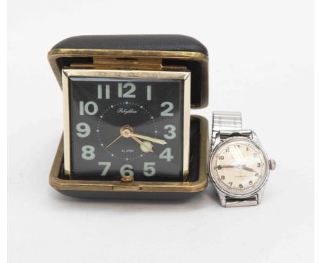 1950s gentlemans 'Rodana' round faced mechanical stainless watch with expandable bracelet (working at time of report), 17 jew