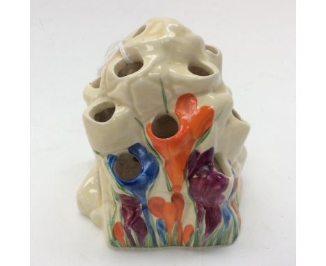 A Clarice Cliff Crocus pattern posy holder 