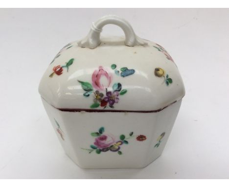 A porcelain trinket pot and cover. Hand painted floral decoration. 