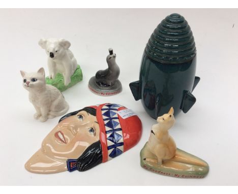 Collection of 20th century pottery including Calton ware, Beswick, Sylvac and Clarice Cliff, lafe 20th century face mask