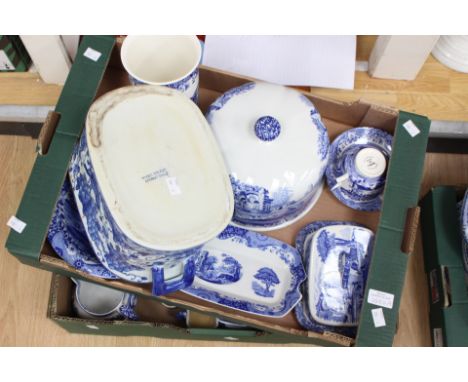 Two boxes of blue and white Spode dinnerwares 