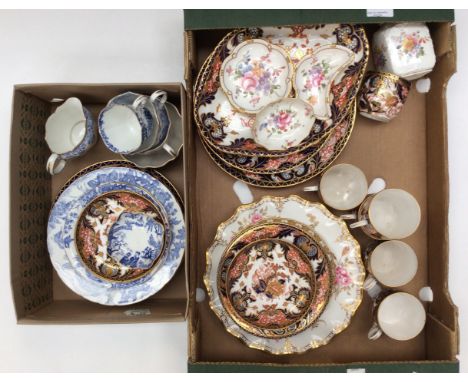 Royal Crown Derby Imari type tea ware, plates, pedestal bowl, two dinner plates, two saucers, including early Royal Crown Der