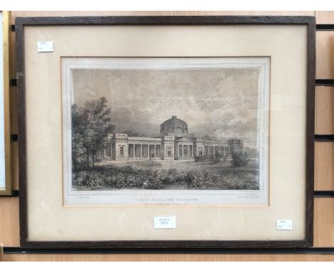 'Ivanhoe Baths, Ashby-De-La-Zouche', circa 1830s lithograph by J. Flower, published in Ashby by W. Hextall, framed & galzed