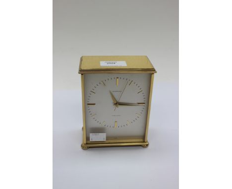 A Garrard brass mantle clock, quartz, baton numerals