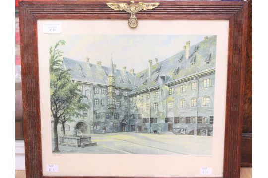 Reproduction Adolf Hitler watercolour print. Framed with Reproduction Adolf Hitler watercolour print. Framed with
