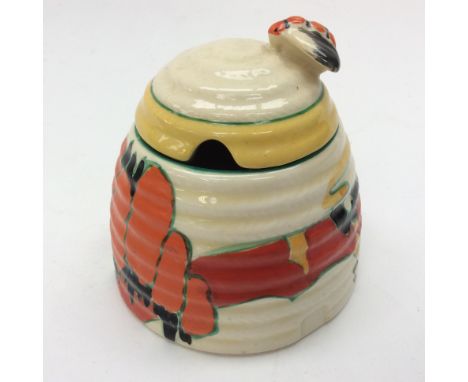 Clarice Cliff for Newport Pottery, a Solitude beehive honey pot, Bizarre mark, 9cm high