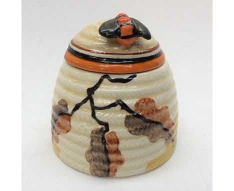 Clarice Cliff for Newport pottery, a small Berries beehive honey pot, Fantasque Bizarre Marks, approx 7.5cm