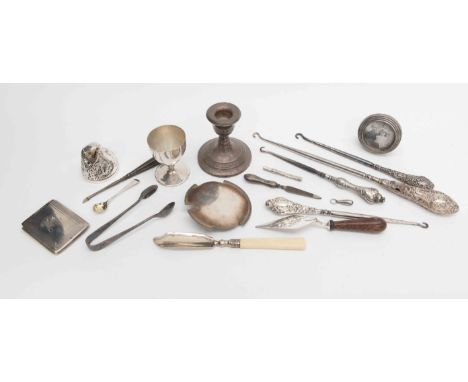 A Victorian silver butter knife, George Unite, Birmingham, 1845, a silver calling card case a/f, Birmingham, 1907 a silver ja