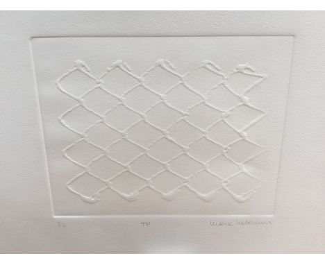 Mona Hatoum (b.1952), 3D, blind embossed print, trial proof, signed, 15cm x 18cm, framedArtist Resale Rights may apply