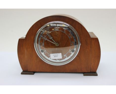 An Art Deco eight day mantle clock with a Westminster chime, spring driven movement 