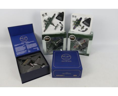 Atlas Editions, Oxford Aviation - 3 x 1:72 scale boxed and 2 x polystyrene boxed die-cast model planes - Lot includes an Oxfo