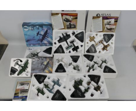 Atlas Editions - 8 x die-cast Atlas Editions model aircraft planes - Lot includes a #4 646 103 Heinkel He 111 with outer slee