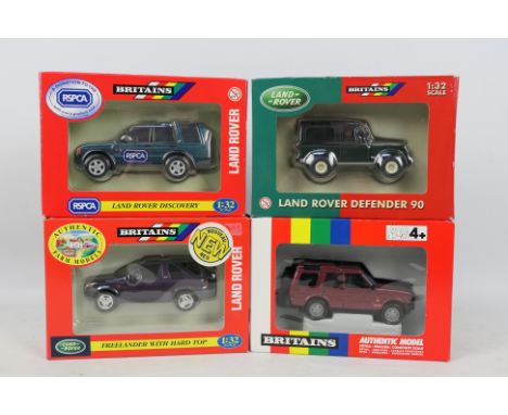 Britains - Land Rovers - 1:32 scale. A selection of 4 boxed Diecast models to include: RSPCA, Land Rover Discovery #40096 in 