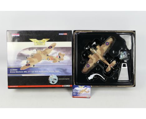 Corgi Aviation Archive - A boxed 1:72 #AA38404 Bristol Blenheim MK1 211 Sqn RAF, Paramythia Greece 1940 - The part built mode