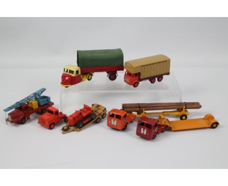 Budgie - 6 x unboxed models, Scammell Scarab with trailer # 240, Leyland Hippo Cattle Truck # 220, Thornycroft Mobile Crane #