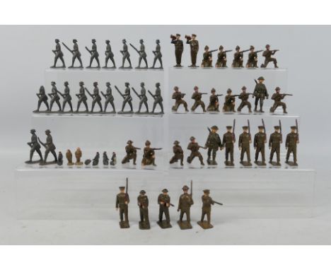 Britains - A collection of 36 x unboxed figures including British Soldiers both standing and kneeling, 2 x with Tommy Guns, 2