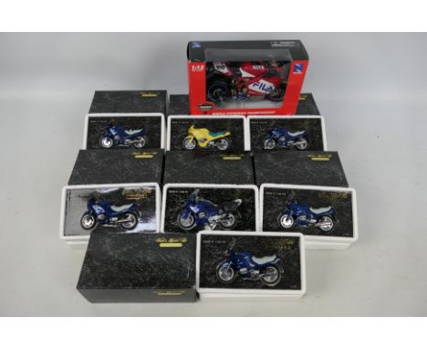 Paul's Model Art - NewRay - 8 x boxed motorcycle models including a Neil Hodgson Ducati 999 in 1:12 scale, a BMW R 1100 RT in